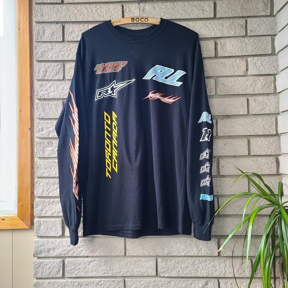 'Rolling Loud' black moto style long-sleeve shirt men's M - Picture 1 of 3